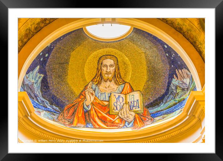 Basilica Jesus Mosaic Sacred Heart Cathedral Punta Arenas Chile Framed Mounted Print by William Perry