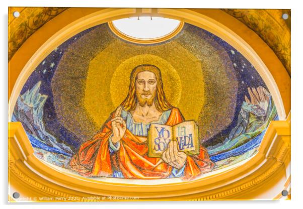 Basilica Jesus Mosaic Sacred Heart Cathedral Punta Arenas Chile Acrylic by William Perry
