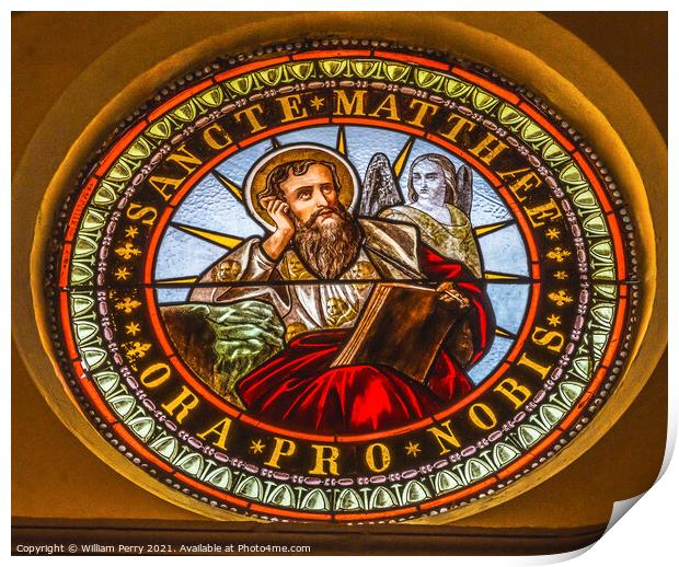 Saint Matthew Stained Glass Cathedral Punta Arenas Chile Print by William Perry