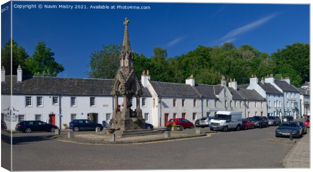 The Atholl Memorial Fountain and Dunkeld High Street Canvas Print by Navin Mistry