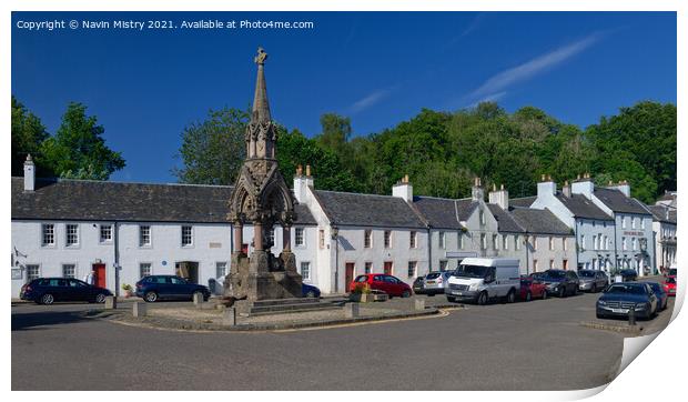 The Atholl Memorial Fountain and Dunkeld High Street Print by Navin Mistry