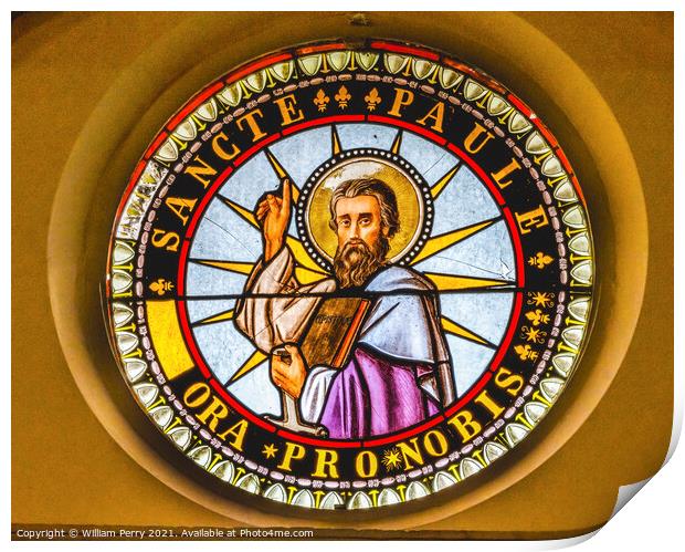 Saint Paul Stained Glass Cathedral Punta Arenas Chile Print by William Perry