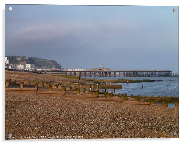 Hastings Pier in the Early Evening Acrylic by Mark Ward