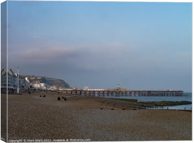 Hastings Pier from St Leonards. Canvas Print by Mark Ward