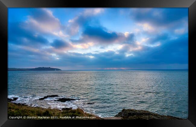 Cornish Sunrise viewed from Pendennis Point, Falmouth Framed Print by Gordon Maclaren