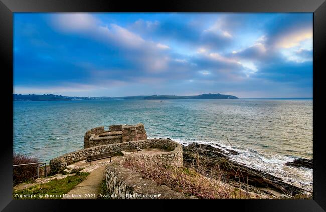 Cornish Sunrise viewed from Pendennis Point, Falmouth Framed Print by Gordon Maclaren