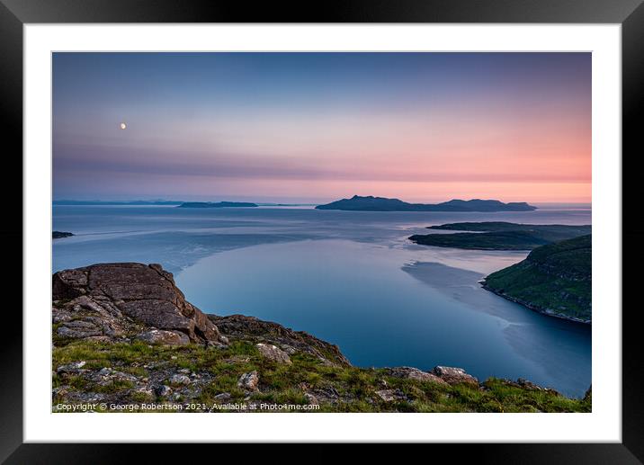 Sunset over the Isle of Rum and Eigg Framed Mounted Print by George Robertson