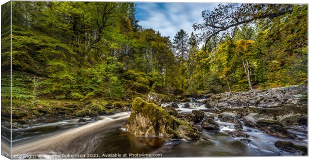 River Braan in Perthshire at autumn Canvas Print by George Robertson