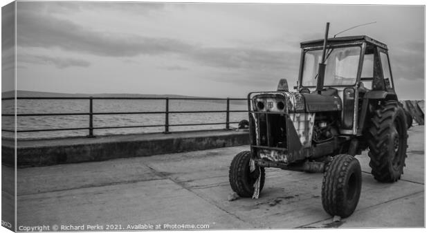 Rusty Tractor on Filey Brigg Canvas Print by Richard Perks