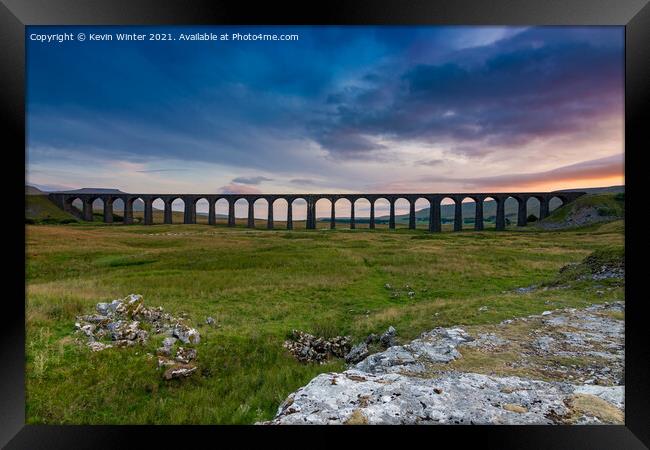 Ribblehead Viaduct Sunset Framed Print by Kevin Winter