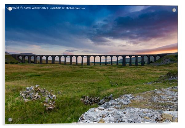 Ribblehead Viaduct Sunset Acrylic by Kevin Winter