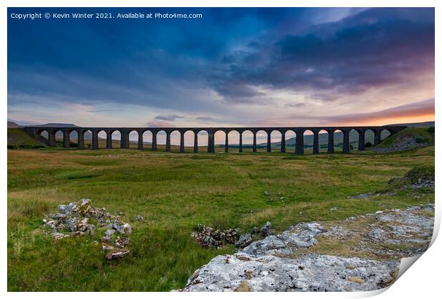 Ribblehead Viaduct Sunset Print by Kevin Winter