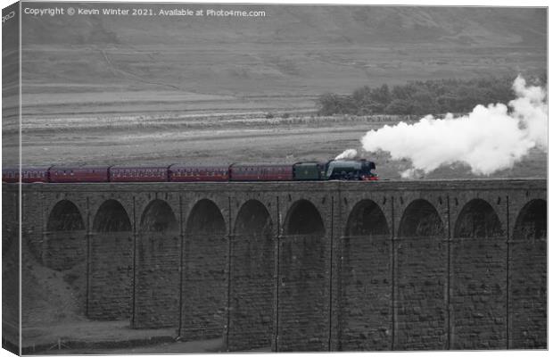 Flying Scotsman Crosses Ribblehead Viaduct Canvas Print by Kevin Winter