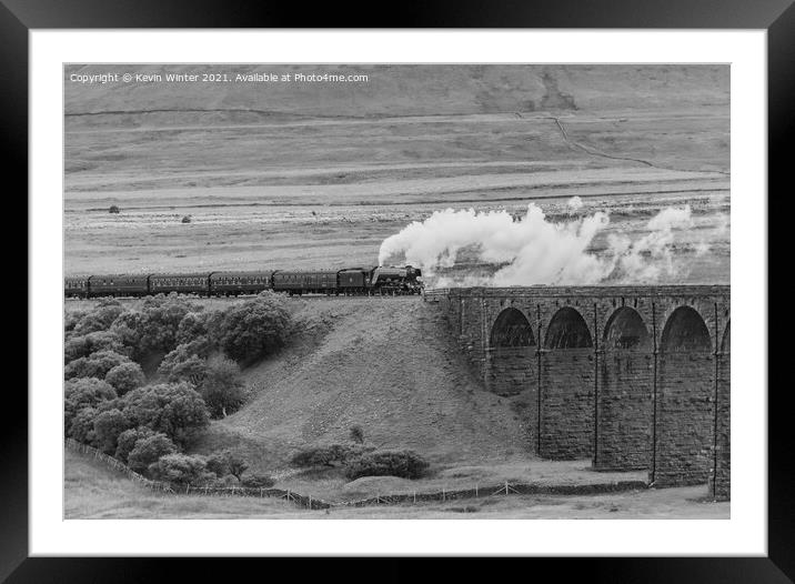 Flying Scotsman approaching Ribblehead Viaduct Framed Mounted Print by Kevin Winter