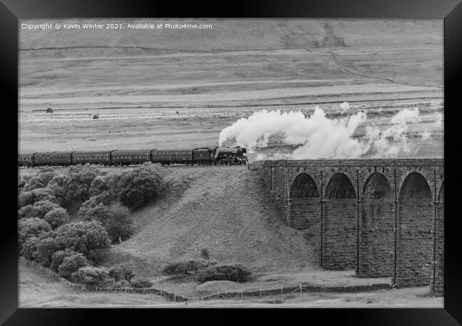 Flying Scotsman approaching Ribblehead Viaduct Framed Print by Kevin Winter
