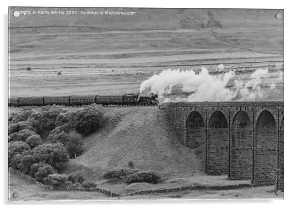 Flying Scotsman approaching Ribblehead Viaduct Acrylic by Kevin Winter