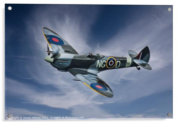 Spitfire RW386 Acrylic by Simon Marlow