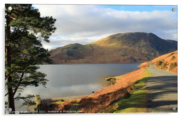 Road past Crummock Water Acrylic by Linda Lyon