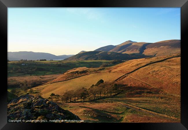 from High Rigg, St Johns in the vale, towards Bass Framed Print by Linda Lyon