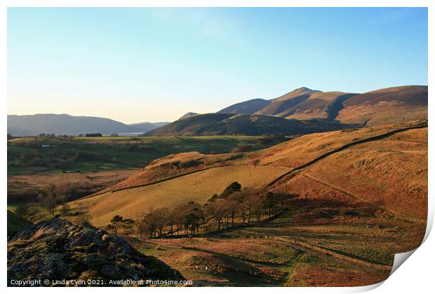 from High Rigg, St Johns in the vale, towards Bass Print by Linda Lyon