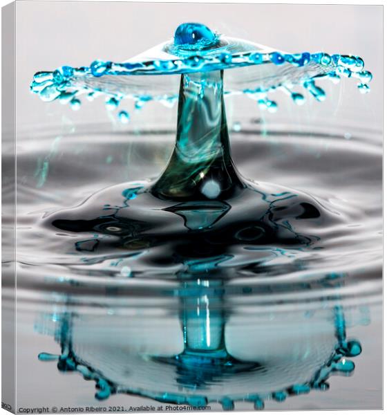 Water Drop Collision and Reflection Canvas Print by Antonio Ribeiro