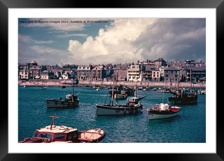 Stormy Sky and Fishing Boats St Ives Cornwall 1956 Framed Mounted Print by Bygone Images