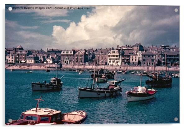 Stormy Sky and Fishing Boats St Ives Cornwall 1956 Acrylic by Bygone Images