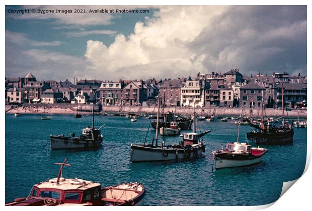 Stormy Sky and Fishing Boats St Ives Cornwall 1956 Print by Bygone Images