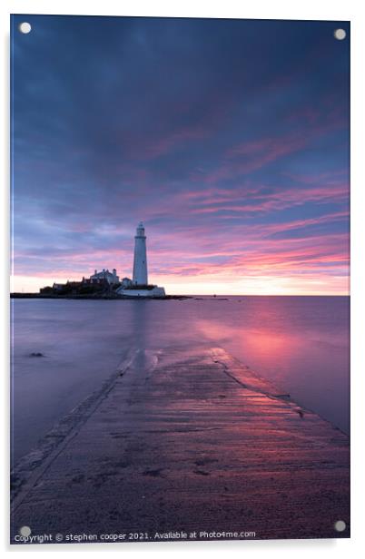 st marys lighthouse Acrylic by stephen cooper