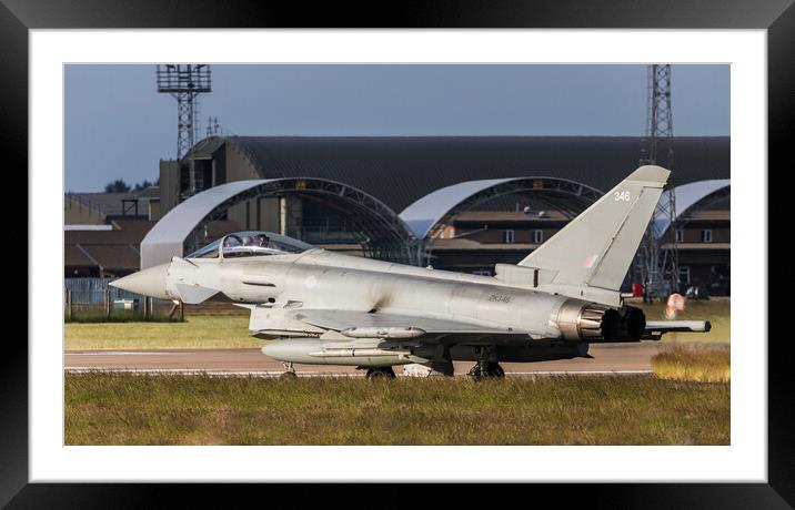 RAF Typhoon taxis to the runway Framed Mounted Print by Jason Wells