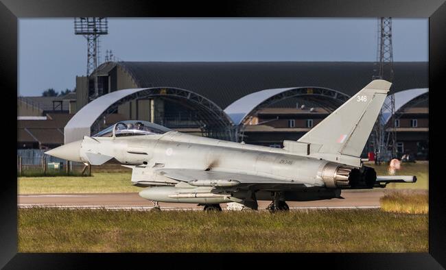 RAF Typhoon taxis to the runway Framed Print by Jason Wells