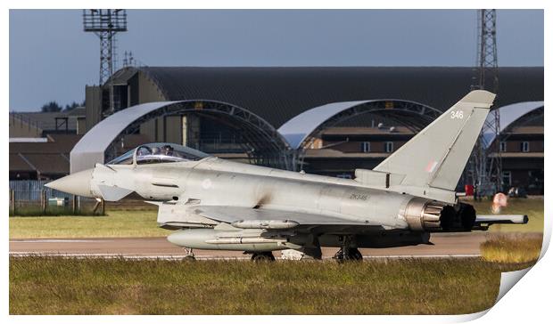 RAF Typhoon taxis to the runway Print by Jason Wells