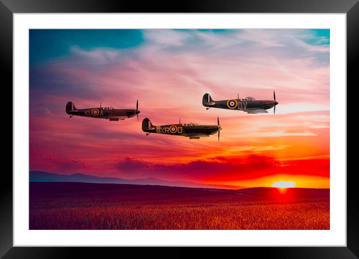 Spitfire Dawn Framed Mounted Print by J Biggadike