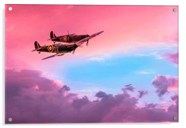 Spitfires over Duxford Acrylic by J Biggadike