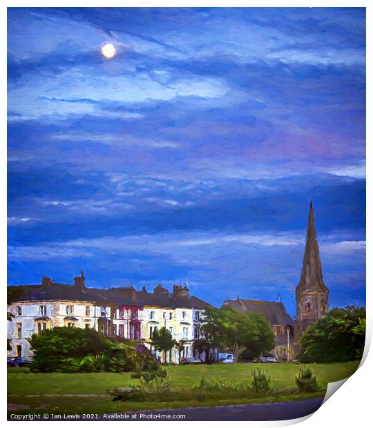 The Moon Rising Over Silloth Print by Ian Lewis