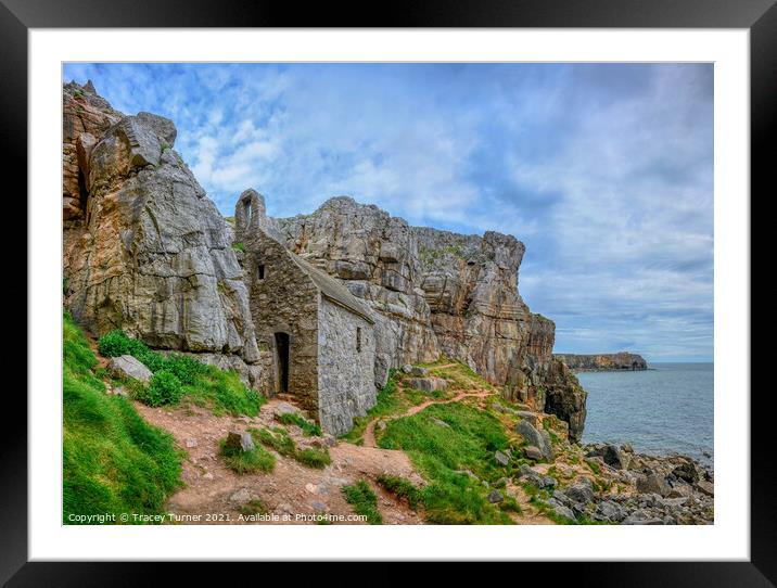 St Govan's Chapel in Pembrokeshire Framed Mounted Print by Tracey Turner