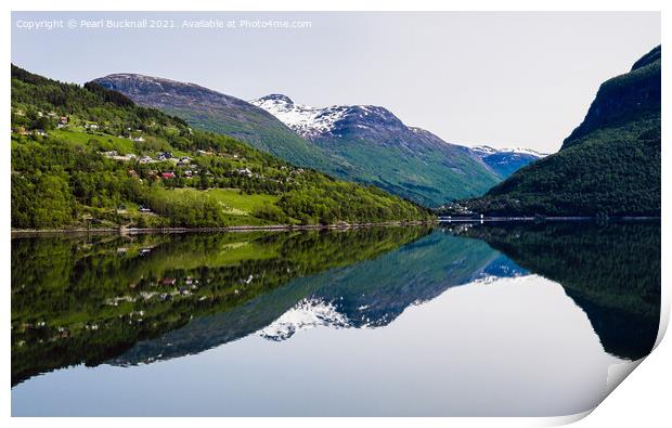Sea Reflections in a Norwegian Fjord Norway Print by Pearl Bucknall