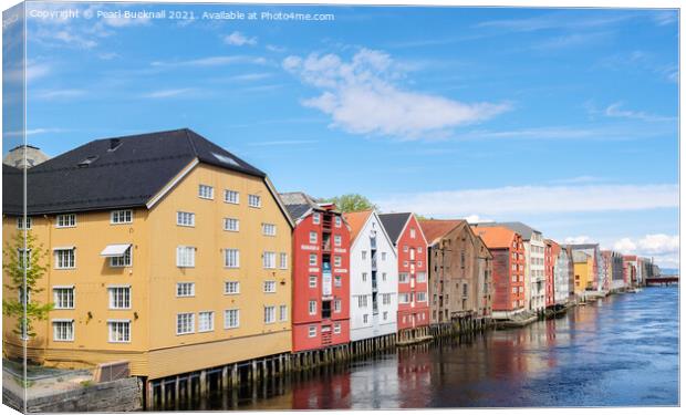 Colourful Trondheim Old Town Norway Canvas Print by Pearl Bucknall