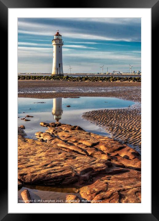 New Brighton Lighthouse Reflection Framed Mounted Print by Phil Longfoot