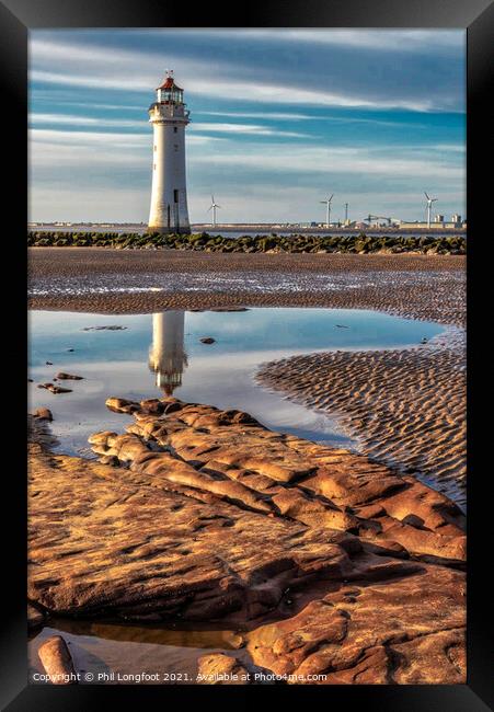 New Brighton Lighthouse Reflection Framed Print by Phil Longfoot