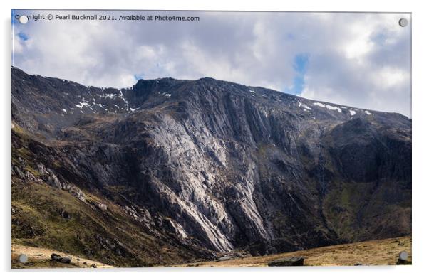 Idwal Slabs below Glyder Fawr in Snowdonia Acrylic by Pearl Bucknall