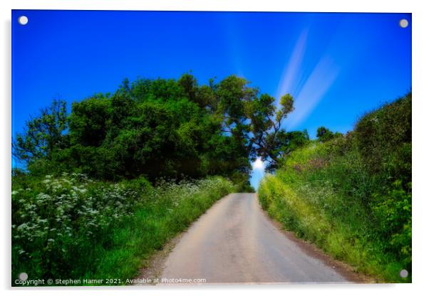 English Country Lane Acrylic by Stephen Hamer