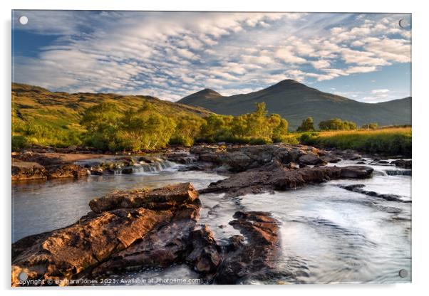  Sunrise at Coladoir River Mull Acrylic by Barbara Jones