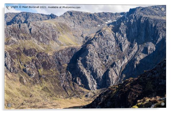Seniors Ridge above Idwal Slabs in Snowdonia Acrylic by Pearl Bucknall