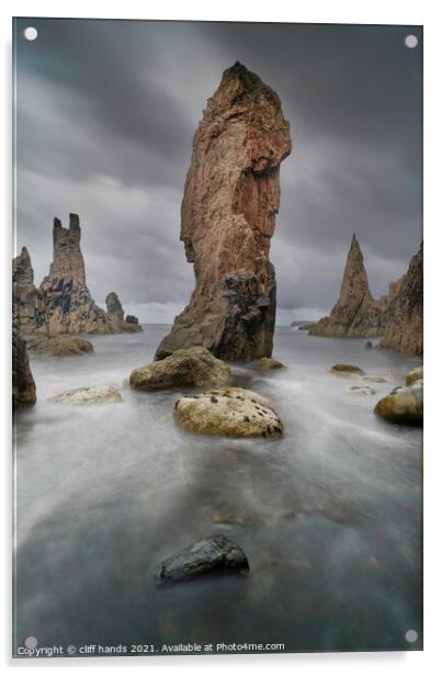 Mangersta sea stacks, Isle of Lewis, Outer Hebrides, Scotland. Acrylic by Scotland's Scenery