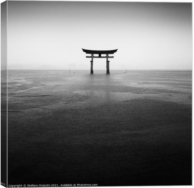 Itsukushima Torii Under the Rain (2010) Canvas Print by Stefano Orazzini