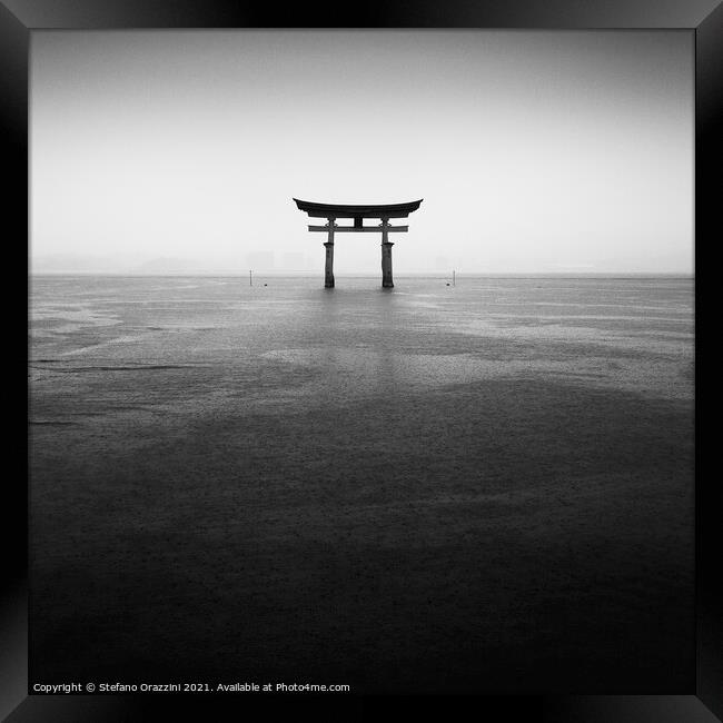 Itsukushima Torii Under the Rain (2010) Framed Print by Stefano Orazzini