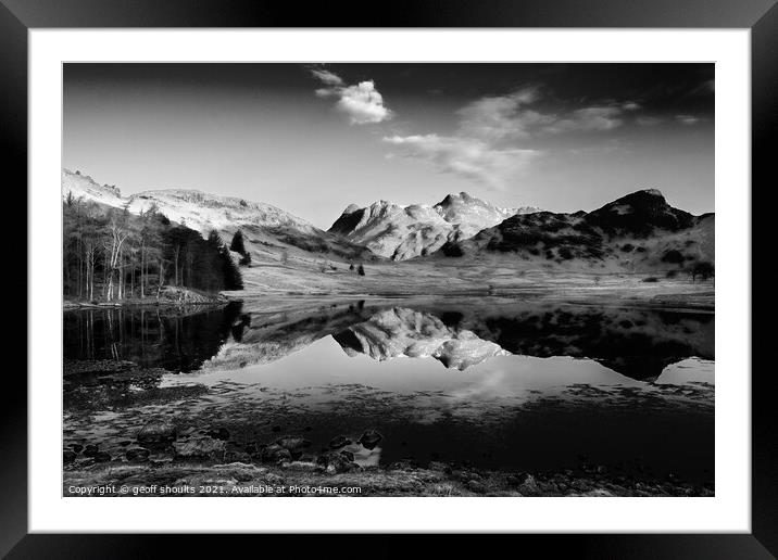 Blea Tarn and The Langdale Pikes Framed Mounted Print by geoff shoults