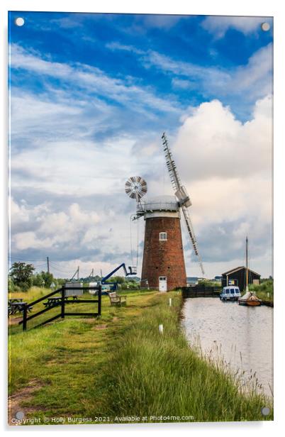 Enigmatic Horsey Windpump: Norfolk's Resilient Ico Acrylic by Holly Burgess