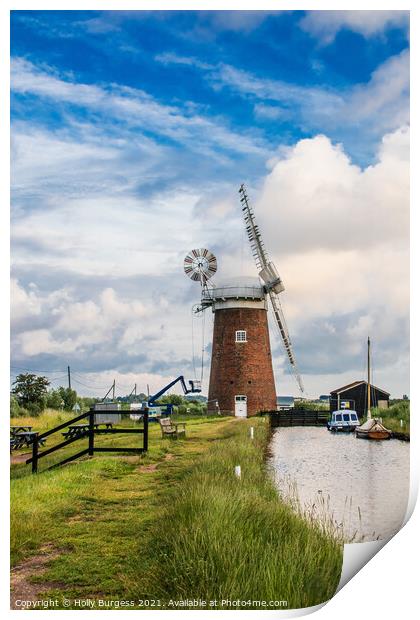 Enigmatic Horsey Windpump: Norfolk's Resilient Ico Print by Holly Burgess